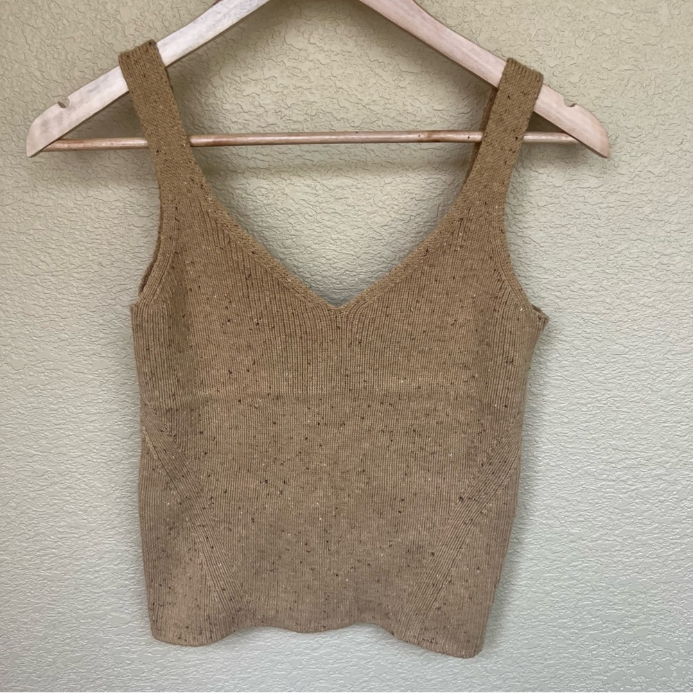 Old Navy V-Neck Rib Knit Sweater Tank Top Spreckled Yellow Small
